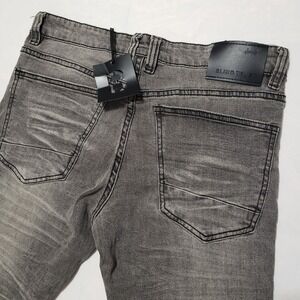Blind Trust Acid Wash Slim‎ Fit Distressed Fray Ankle Denim Jeans Mens 30/38